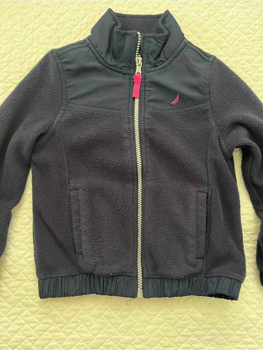 Nautica Kids Navy Fleece Jacket with Pink Accents